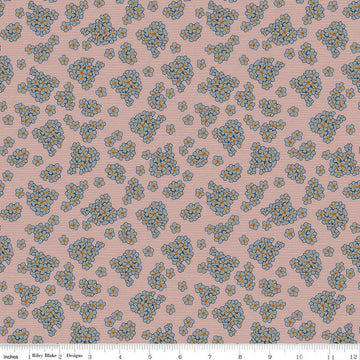Image of the Honey Locust Hydrangeas Petal quilting cotton fabric by Riley Blake Designs. Features flowers on a pink background