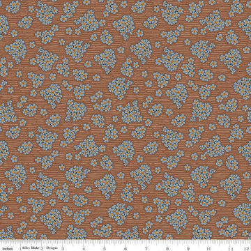Image of the Honey Locust Hydrangeas Saddle quilting cotton fabric by Riley Blake Designs. Features flowers on a brown background