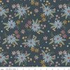 Image of the Honey Locust Gigi's Garden Lead quilting cotton fabric by Riley Blake Designs. Features flowers on a gray background.