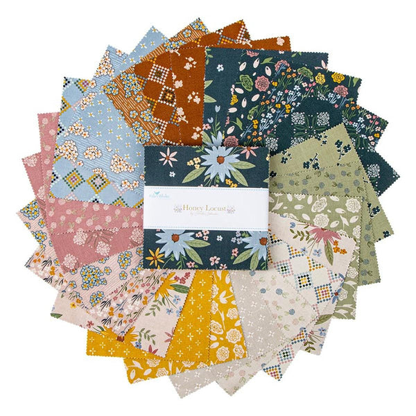 Honey Locust Charm Pack 5" Stacker Bundle - Riley Blake Designs - 42 piece Precut Pre cut - Floral Flowers - Quilting Cotton Fabric