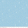 Image of the Love Notes Text Blue quilting cotton fabric by Riley Blake Designs. Features text on a blue background. Cute Little Fabric Shop