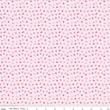 Image of the Love Notes Butterfly Floral Soft Pink quilting cotton fabric by Riley Blake Designs. Features butterflies on a pink background. Cute Little Fabric Shop