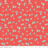 Image of the Love Notes Flowers Red quilting cotton fabric by Riley Blake Designs. Features flowers on a red background. Cute Little Fabric Shop