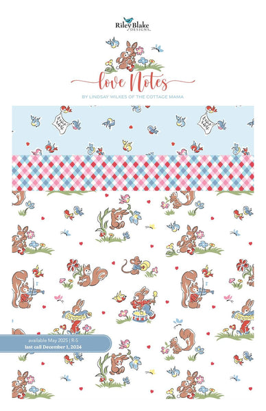 SALE Love Notes 2.5 Inch Rolie Polie Jelly Roll 40 pieces - Riley Blake Designs - Precut Pre cut Bundle - Floral - Cotton Fabric
