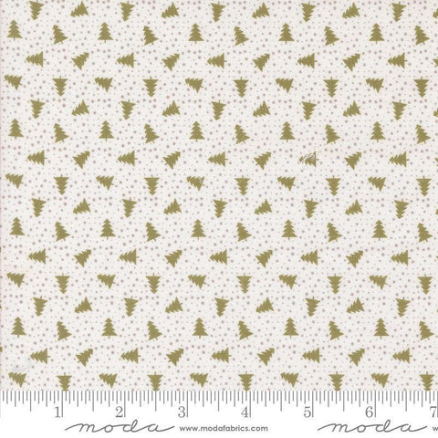 Image of the Berry and Pine Trees Sage quilting cotton fabric by Moda Fabrics. Features trees on a white background. Cute Little Fabric Shop