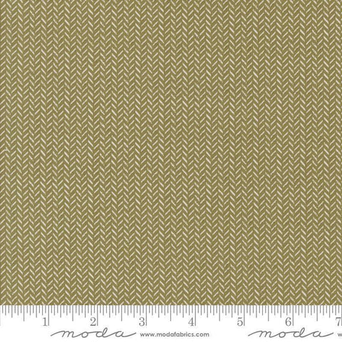 Image of the Berry and Pine Yule Sage quilting cotton fabric by Moda Fabrics. Features flowers on a sage background. Cute Little Fabric Shop