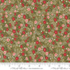 Image of the Berry and Pine Posies Sage quilting cotton fabric by Moda Fabrics. Features flowers on a green background. Cute Little Fabric Shop