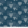 Image of the 8 Nights, 8 Lights Main Navy quilting cotton fabric by Riley Blake Designs. Features stars on a blue background. Cute Little Fabric Shop