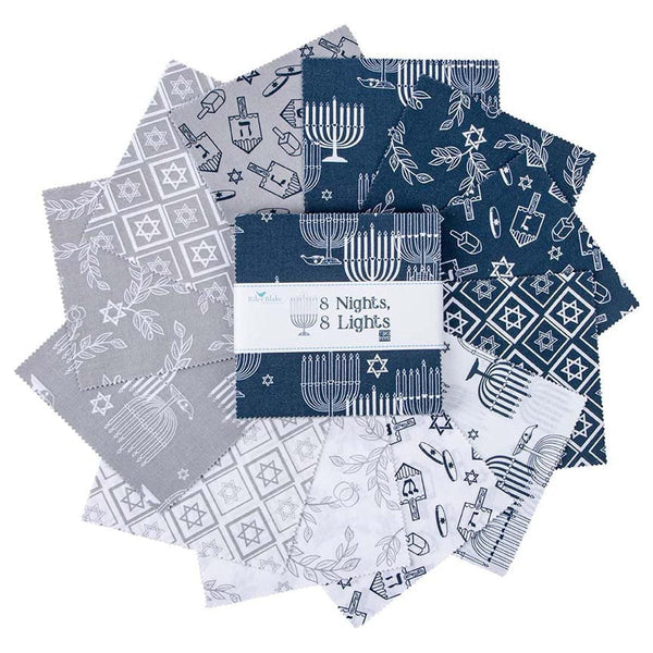 SALE 8 Nights, 8 Lights Charm Pack 5" Stacker Bundle - Riley Blake Designs - 42 piece Precut Pre cut - Quilting Cotton Fabric