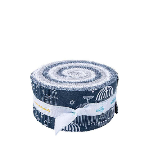 SALE 8 Nights, 8 Lights 2.5 Inch Rolie Polie Jelly Roll 40 pieces - Riley Blake - Precut Pre cut Bundle - Quilting Cotton Fabric