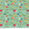 Image of the First Blooms Pressed Flowers Glacier quilting cotton fabric by Riley Blake Designs. Features flowers on a blue background. Cute Little Fabric Shop