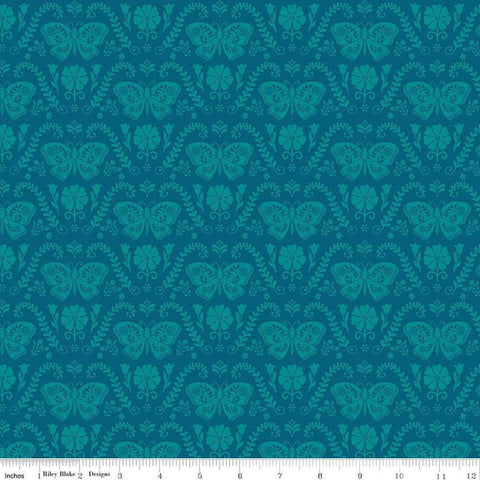Image of the First Blooms Butterflies Yellow quilting cotton fabric by Riley Blake Designs. Features butterflies on a yellow background. Cute Little Fabric Shop