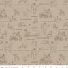 Image of the Friends of Smokey Bear Outlines Sand quilting cotton fabric. Features animals on a cream background. Cute Little Fabric Shop