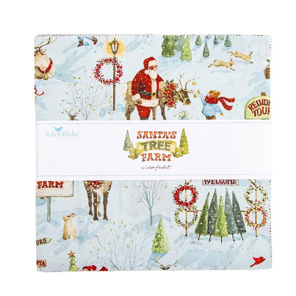 SALE Santa's Tree Farm Layer Cake 10" Stacker Bundle - Riley Blake Designs - 42 piece Precut Pre cut - Christmas - Quilting Cotton Fabric