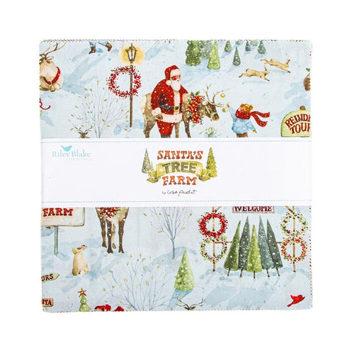 SALE Santa's Tree Farm Layer Cake 10" Stacker Bundle - Riley Blake Designs - 42 piece Precut Pre cut - Christmas - Quilting Cotton Fabric