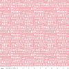 Image of the Pickleball Text Pink quilting cotton fabric by Riley Blake Designs. Features text on a pink background. Cute Little Fabric Shop