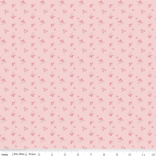 Image of the Bluegrass Charm Floral Pink quilting cotton fabric by Riley Blake Designs. Features flowers on a pink background. Cute Little Fabric Shop