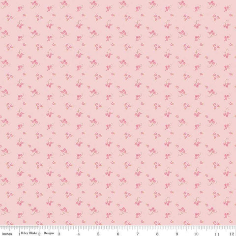 Image of the Bluegrass Charm Floral Pink quilting cotton fabric by Riley Blake Designs. Features flowers on a pink background. Cute Little Fabric Shop