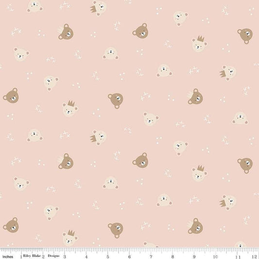 Image of the Cozy Bebe Bears Blush quilting cotton by Riley Blake Designs. Features bears on a blush background. Cute Little Fabric Shop