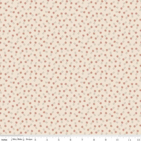 Image of the Cozy Bebe Flowers Cream quilting cotton by Riley Blake Designs. Features flowers on a cream background. Cute Little Fabric Shop