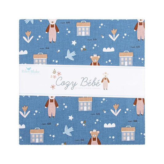 SALE Cozy Bebe Charm Layer Cake 10" Stacker Bundle - Riley Blake Designs - 42-Piece Precut  - Floral - Quilting Cotton Fabric
