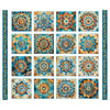 Bohemian Sunrise Foulard Medallion Patches Panel 31088 White Z - QT Fabrics - Stars Symbols Moons - Quilting Cotton Fabric