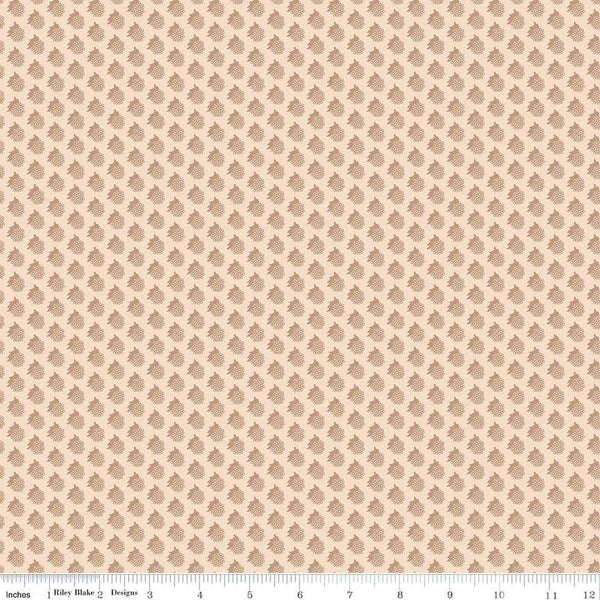 Image of the Emma Mr. Hughes quilting cotton fabric by Riley Blake Designs. Features leaves on a cream background. Cute Little Fabric Shop