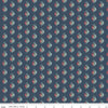 Image of the Emma Frank Churchill quilting cotton fabric by Riley Blake Designs. Features flowers on a blue background. Cute Little Fabric Shop