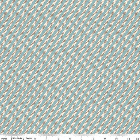 Image of the Emma The Dixons quilting cotton fabric by Riley Blake Designs. Features lines on a blue background. Cute Little Fabric Shop