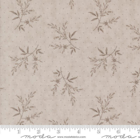 Image of the Muse Silhouette Stone quilting cotton fabric by Moda Fabrics. Features flowers on a tan background. Cute Little Fabric Shop