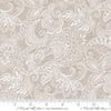 Image of the Muse Flourishing Stone quilting cotton fabric by Moda Fabrics. Features flowers on a gray background. Cute Little Fabric Shop