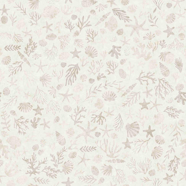 2 Yard 32" End of Bolt - Deep Sea Dazzle Coral WIDE Back 31201 Beige - QT Fabrics - 107/108" Wide - Ocean Life Fish - Quilting Cotton Fabric