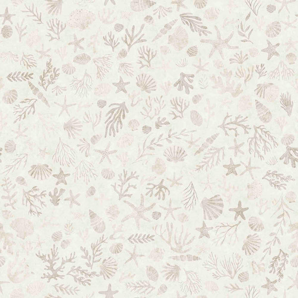 3 Yard Cut - Deep Sea Dazzle Coral WIDE Back 31201 Beige - QT Fabrics - 107/108" Wide - Ocean Life Fish Animals - Quilting Cotton Fabric