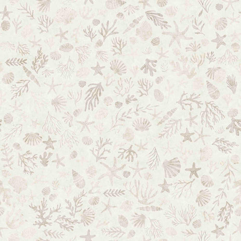 3 Yard Cut - Deep Sea Dazzle Coral WIDE Back 31201 Beige - QT Fabrics - 107/108" Wide - Ocean Life Fish Animals - Quilting Cotton Fabric