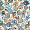 Image of the Deep Sea Dazzle Undersea Medallion Beige quilting cotton fabric by QT Fabrics. Features ocean animals on a beige background. Cute Little Fabric Shop