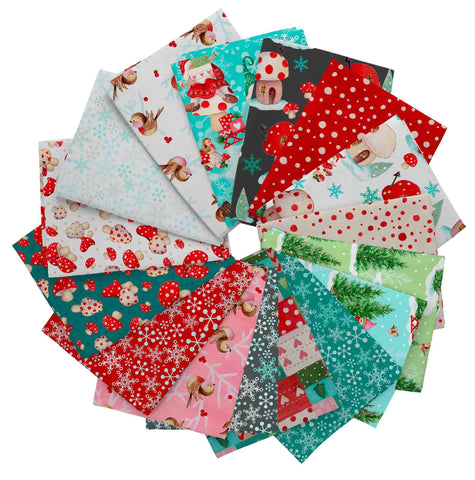 SALE Gnome for the Holidays Fat Quarter Bundle 16 pieces - QT Fabrics - Pre cut Precut - Christmas Santa Winter - Quilting Cotton Fabric