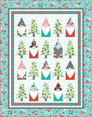 SALE Gnome for the Holiday Quilt Kit - QT Fabrics - Pattern Fabric - Trees Gnomes  - Quilting Cotton Fabric