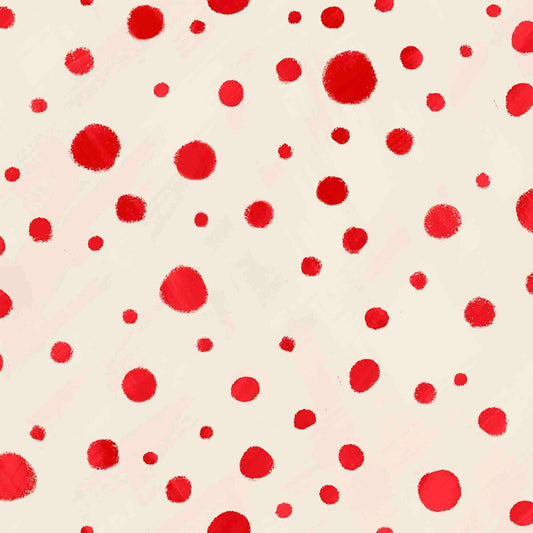 Image of the Gnome for the Holidays Dots Cream quilting cotton fabric by QT Fabrics. Features dots on a cream background. Cute Little Fabric Shop