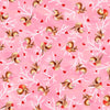 Image of the Gnome for the Holidays Birdie Toss Pink quilting cotton fabric by QT Fabrics. Features birds on a pink background. Cute Little Fabric Shop