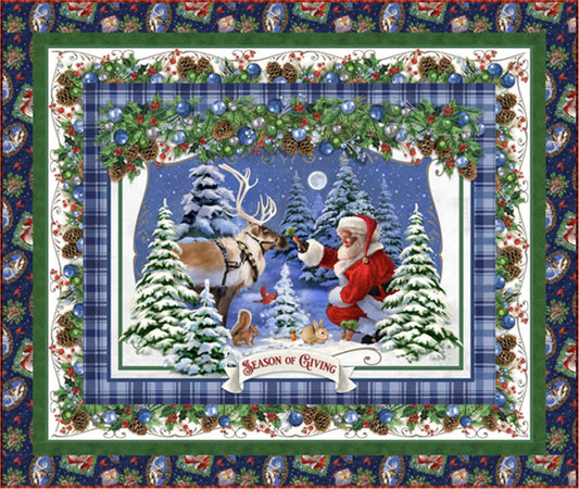 DEAL Holiday Frames Panel Quilt Kit - QT Fabrics - Pattern Fabric - Season of Giving Santa Christmas Holiday - Quilting Cotton Fabric
