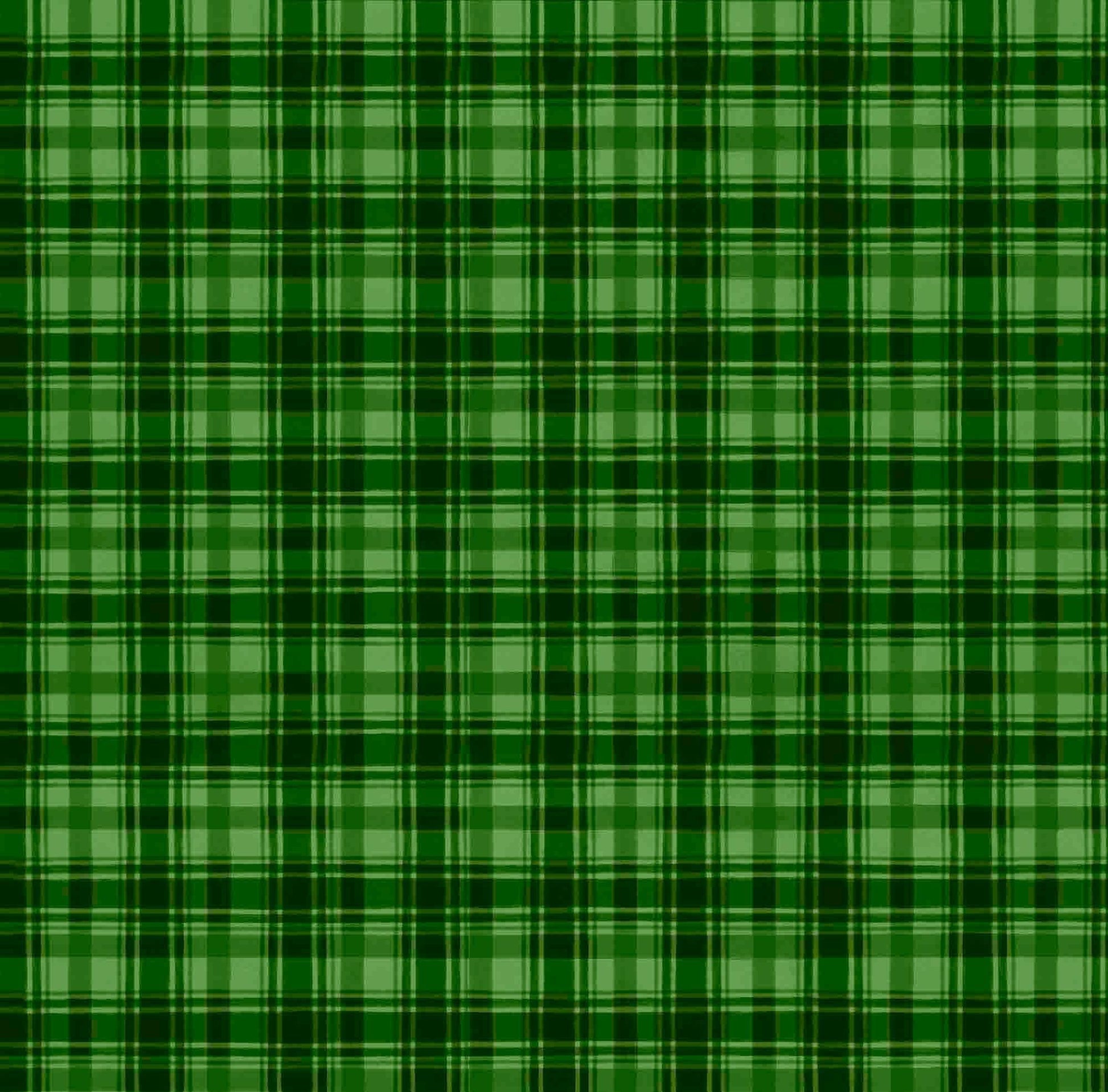 Image of the Season of Giving Plaid Green quilting cotton fabric. Features plaid on a green background. Cute Little Fabric Shop
