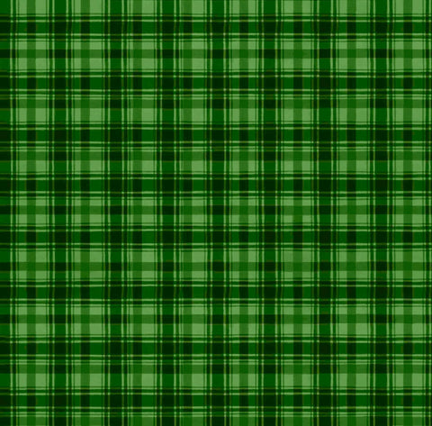 Image of the Season of Giving Plaid Green quilting cotton fabric. Features plaid on a green background. Cute Little Fabric Shop