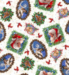 Image of the Season of Giving Santa & Animal Portrait Toss Cream quilting cotton fabric. Features animals on a cream background. Cute Little Fabric Shop
