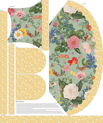 SALE Nature's Portrait Apron Panel PD15676 - Riley Blake - DIGITALLY PRINTED - Flowers Floral - Cotton Fabric - Licensed Product