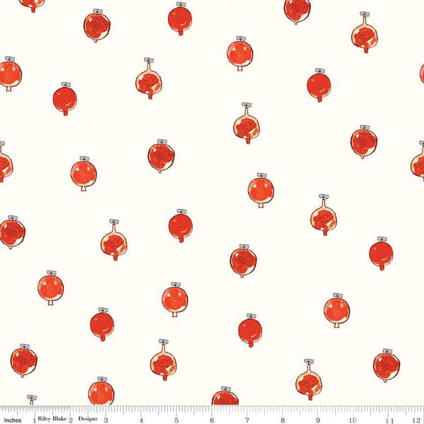 SALE Classic Christmas Ornaments C16288 Red by Riley Blake Designs -Ornament Holiday Decoration - Quilting Cotton Fabric