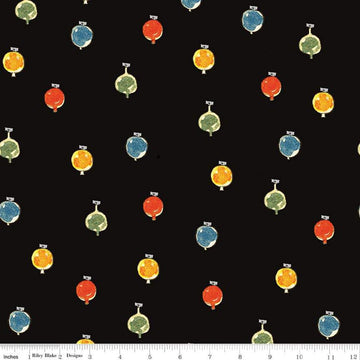 SALE Classic Christmas Ornaments C16288 Black - Riley Blake Designs -Ornament Holiday Decoration - Quilting Cotton Fabric
