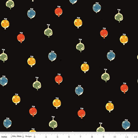 SALE Classic Christmas Ornaments C16288 Black by Riley Blake Designs -Ornament Holiday Decoration - Quilting Cotton Fabric