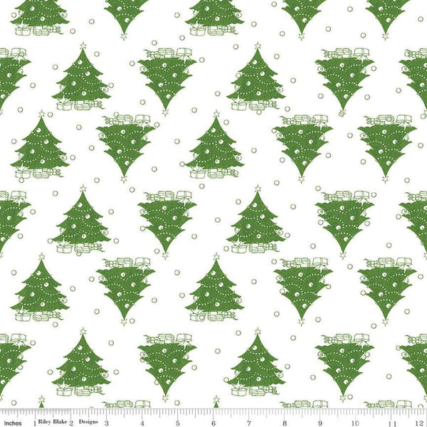 Classic Christmas Trees C16286 White by Riley Blake Designs - Circle Dots Trees - Quilting Cotton Fabric