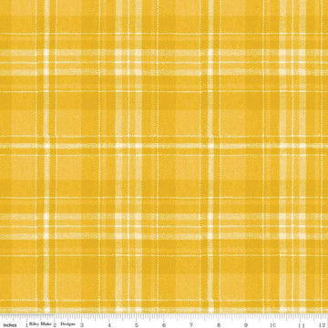 SALE Classic Christmas Plaid C16285 Yellow - Riley Blake Designs - Lines Stripe Striped - Quilting Cotton Fabric