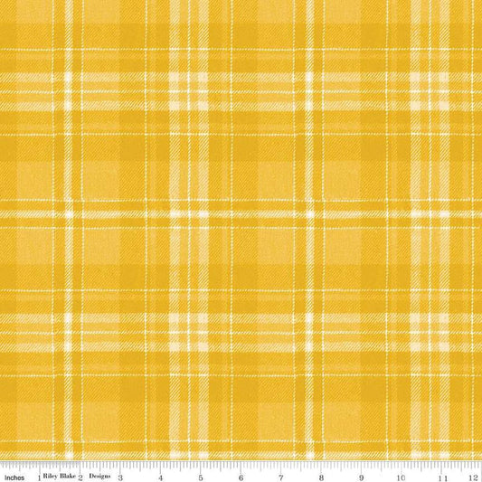 DEAL Classic Christmas Plaid C16285 Yellow - Riley Blake Designs - Lines Stripe Striped - Quilting Cotton Fabric